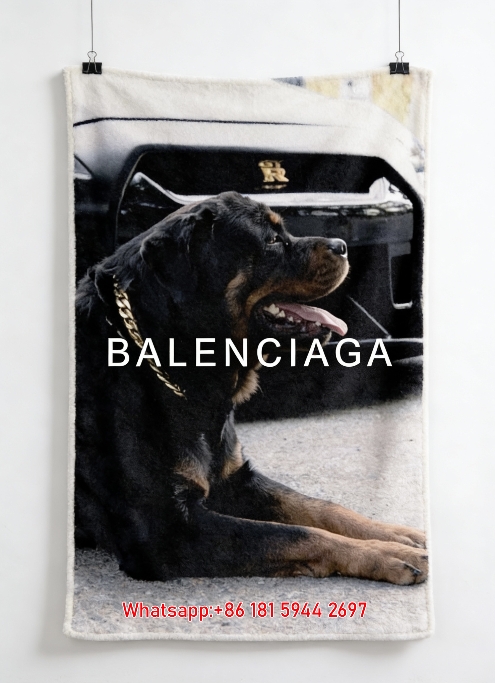 Balenciaga Rottweiler Dog Flannel Sofa Throw Blanket Luxury Brand Cover BA016